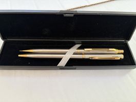 Schreibset Stricker Kugelschreiber Bleistift silber gold