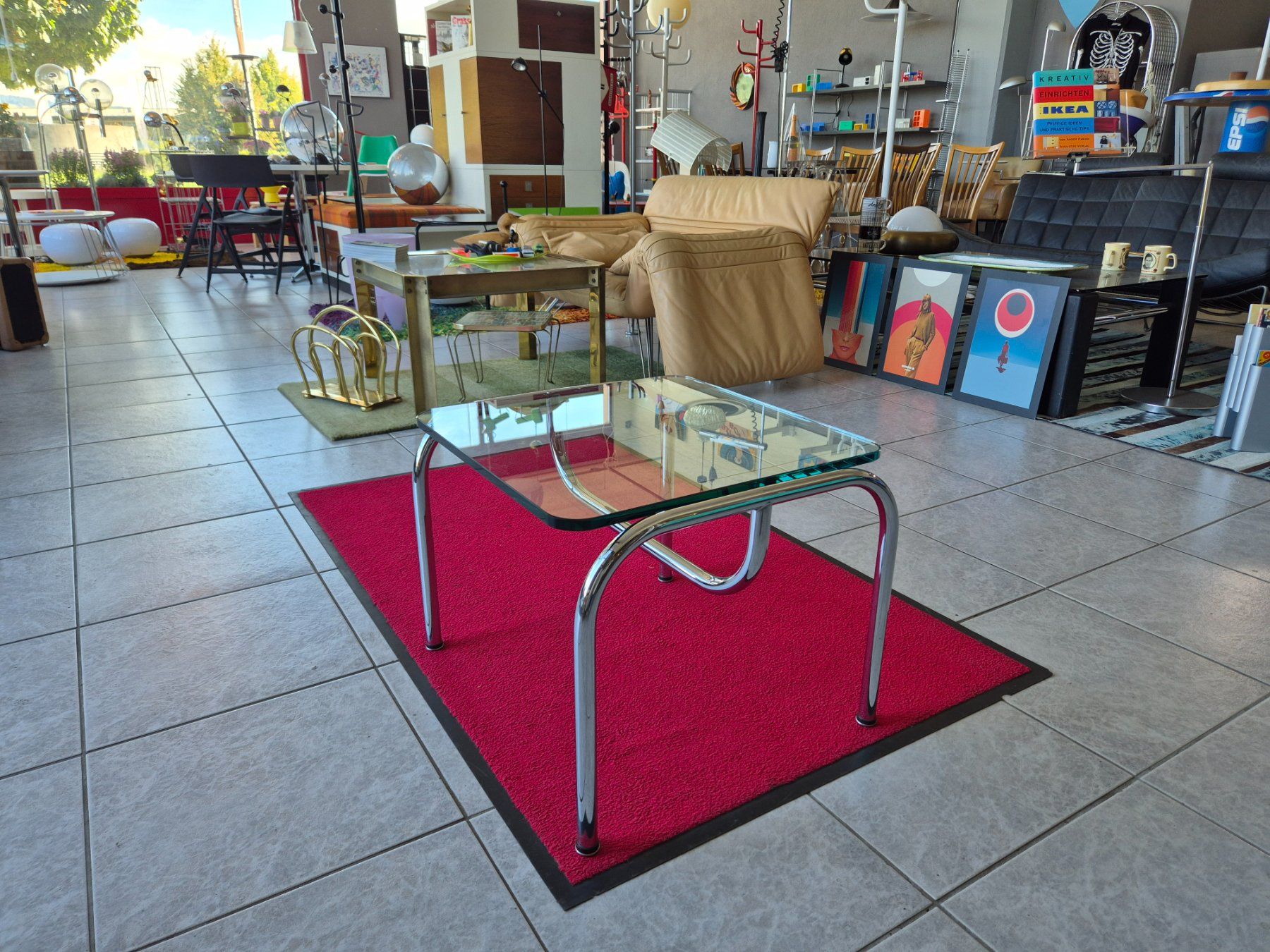 Tavoli: Design Strässle Chrom Glastisch Couchtisch H. Eichenberger – Usato da Nottwil venduto da Wondewa-Shop 8