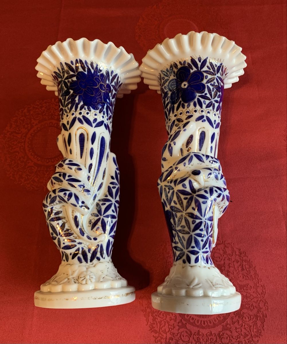 Vasen & Gefässe: Vase  en Opaline XIX siècle ondulée. 2 vases. – Gebraucht aus Prilly von Sissi_1009 7