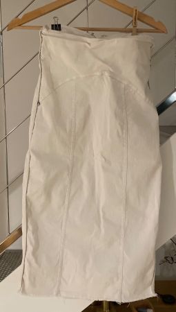 8PM Designer Jeansrock Weiss / Midi Denim Rock – Gr. S