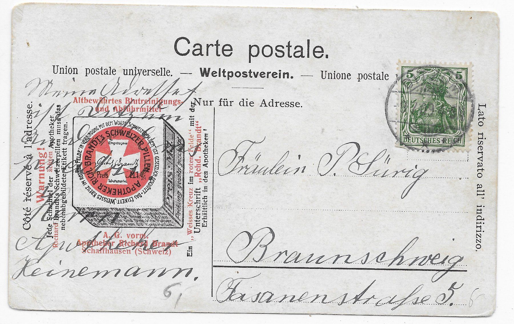 Ansichtskarten: Ansicht Saas-Fee um 1909 – Gebraucht aus Hefenhofen von Richsalz 1