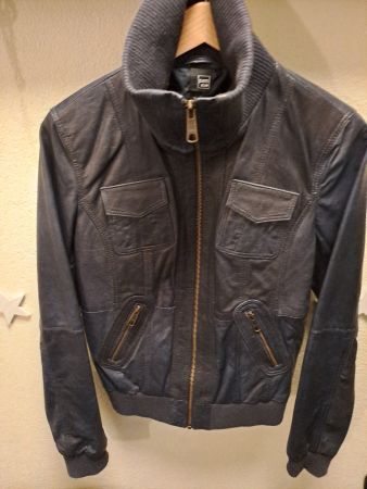 Lederjacke, dunkelblau, Grösse 34, Top Zustand!