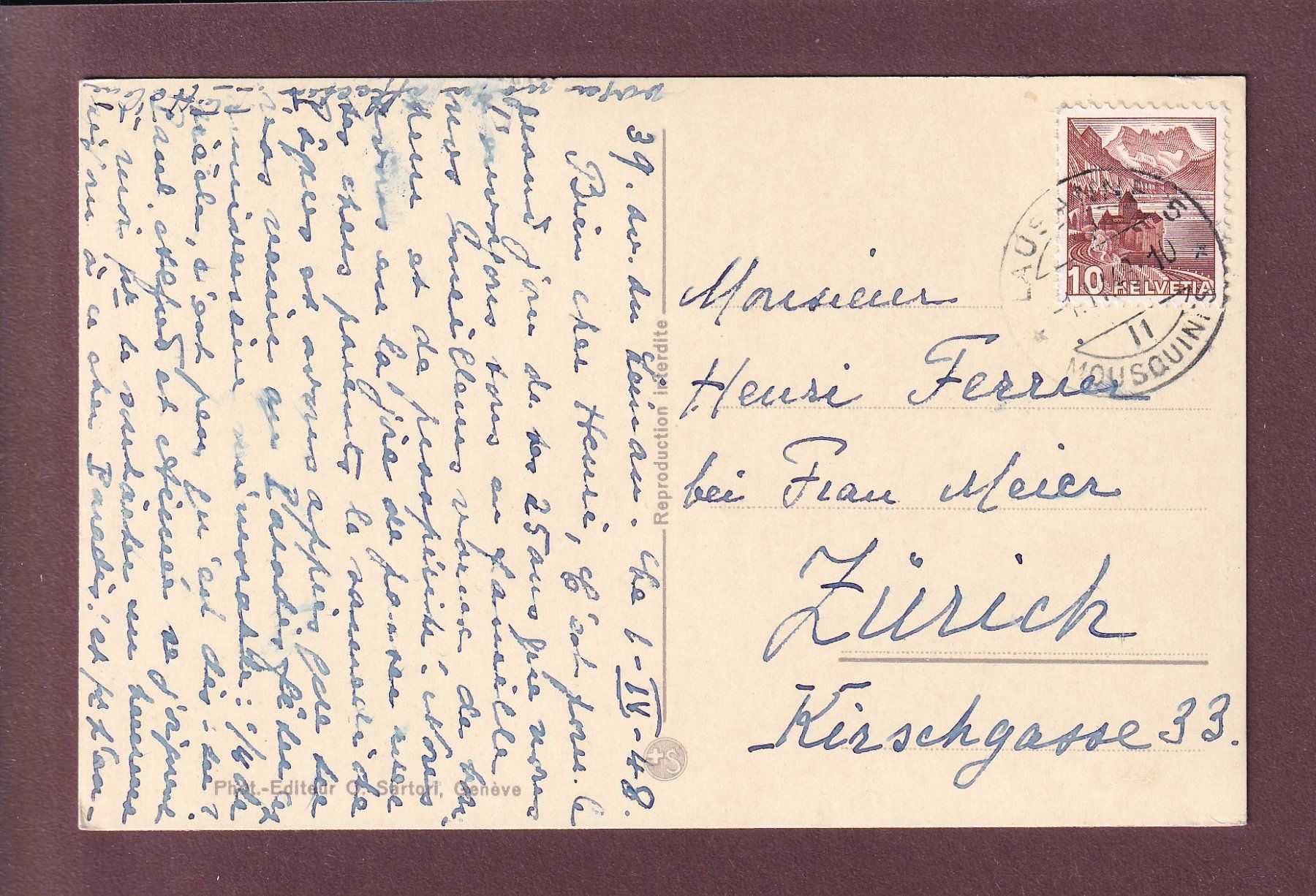 Ansichtskarten: LAUSANNE - Cathédrale - 1948 – Gebraucht aus Pully von nicecards 1