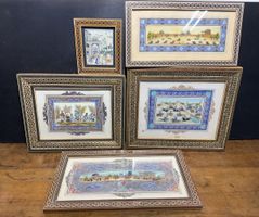 Handgemalte, İntarsien gerahmte, Miniatur Malerei aus İran