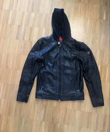 Veste en cuir Guess avec capuche amovible - Taille XL