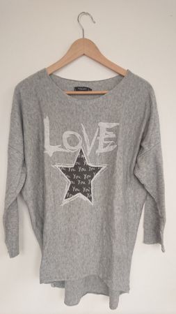 Damen Pullover Today Gr. L Grau meliert Stern