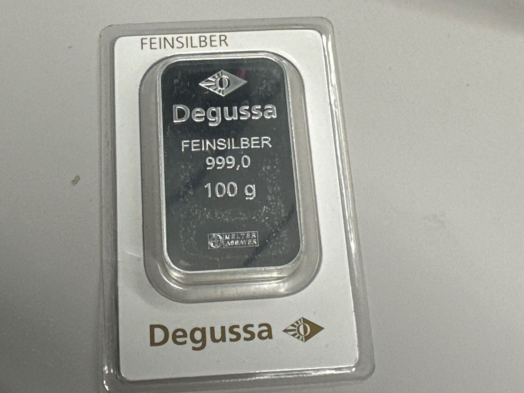 Metalli preziosi: 100g Silberbarren Degussa – Nuovo e nell'imballaggio originale da Herisau venduto da herau