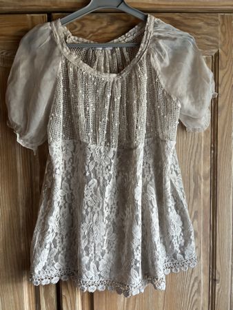 Shirt mit Spitze & Organza