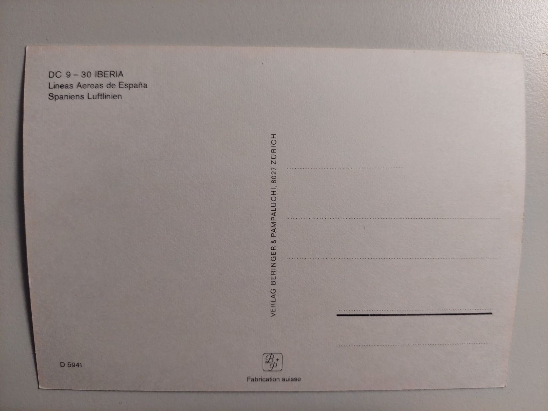 Ansichtskarten: Ansichtskarte DC 9 - IBERIA – Neu (gemäss Beschreibung) aus Wil SG von ram_c5j2 1