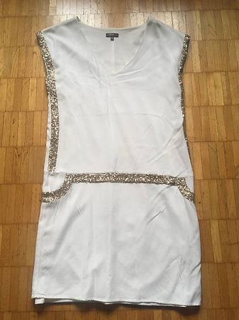 Damenkleid weiss mit gold Pailletten 38