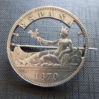 5 Pesetas ESPANA 1870 (Münz-Brosche)