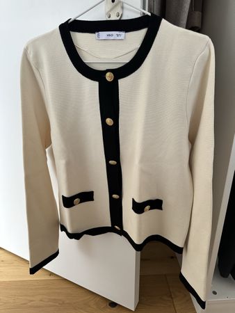 MNG Strickjacke, Grösse L, Creme/Schwarz, Top Zustand!