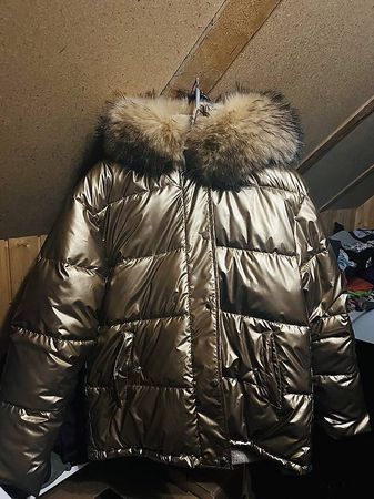 Winterjacke, Gold, mit Pelzkragen, Neuwertig, Gr. M