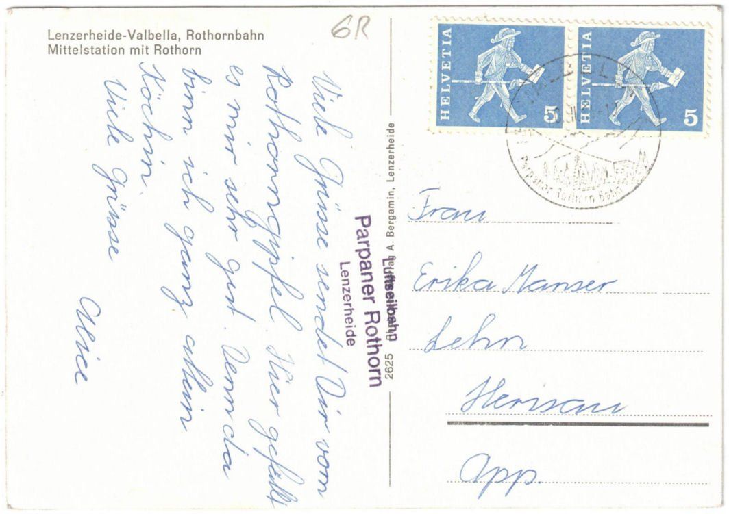 Cartoline postali: Lenzerheide - Luftseilbahn Rothorn – Usato da Binningen venduto da Mountainrider 1