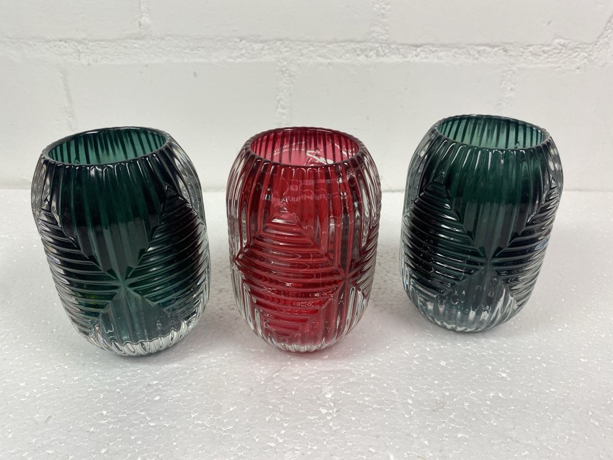 Bougeoirs: 3 Glas Windlichter Kerzenhalter Rot Grün – D'occasion à sursee par trilli-tralli 2