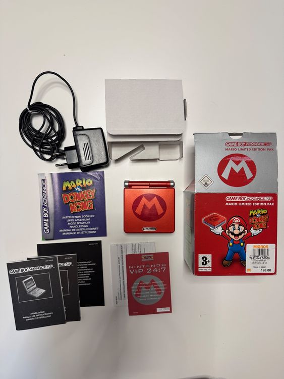 Game Boy Advance SP – Mario Limited Edition OVP inkl Zubehör (Gebraucht ...