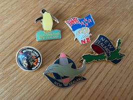 Neuseeland Pins, Souvenir, 5 Stück, Top!