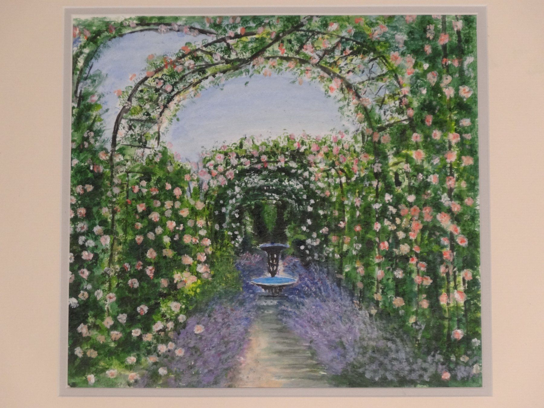 Dipinti: Acrylgemälde "Garten provençale, M. Zeiser" Weissgoldrahmen – Usato da Allschwil venduto da FindeAuserlesenes 1