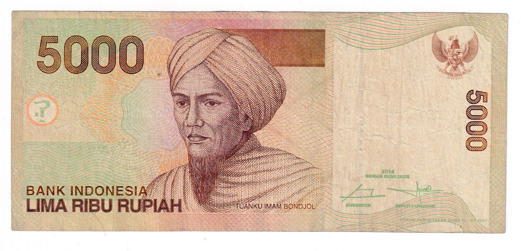Banconote: Indonesien 5000 rupiah 2014s-ss – Usato da Neuchâtel venduto da karlpierrino