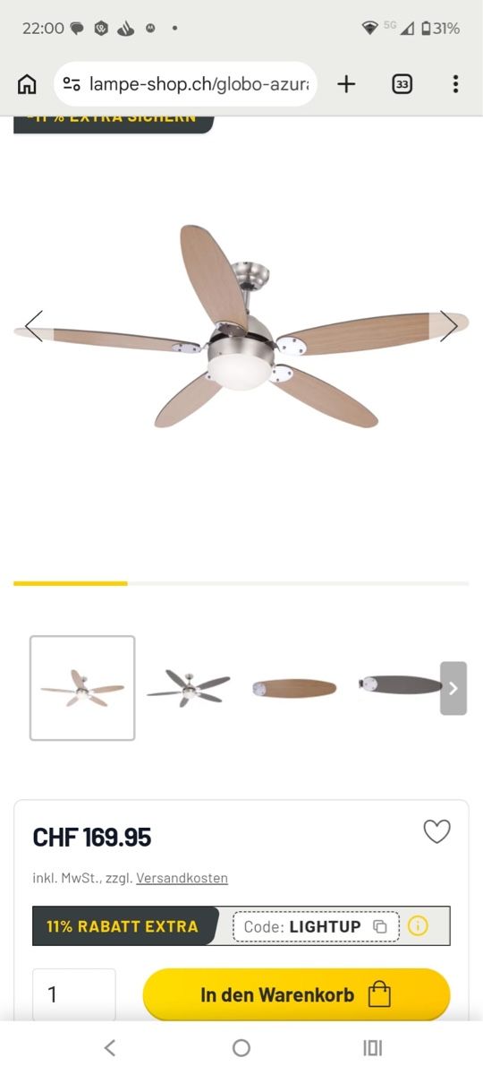 Lampade: Deckventilator mit Licht – Nuovo (secondo la descrizione) da Goldach venduto da natcris 2