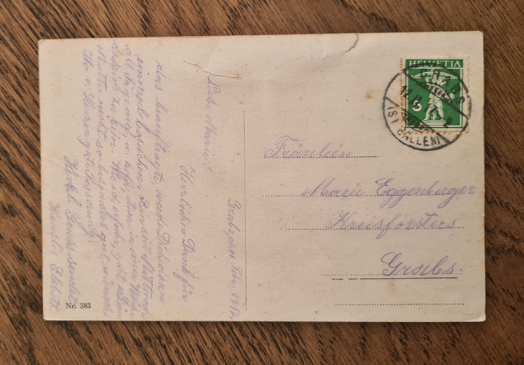 Cartoline postali: Bezirkskrankenhaus Grabs 1917 – Usato da Ebikon venduto da Donar50 2