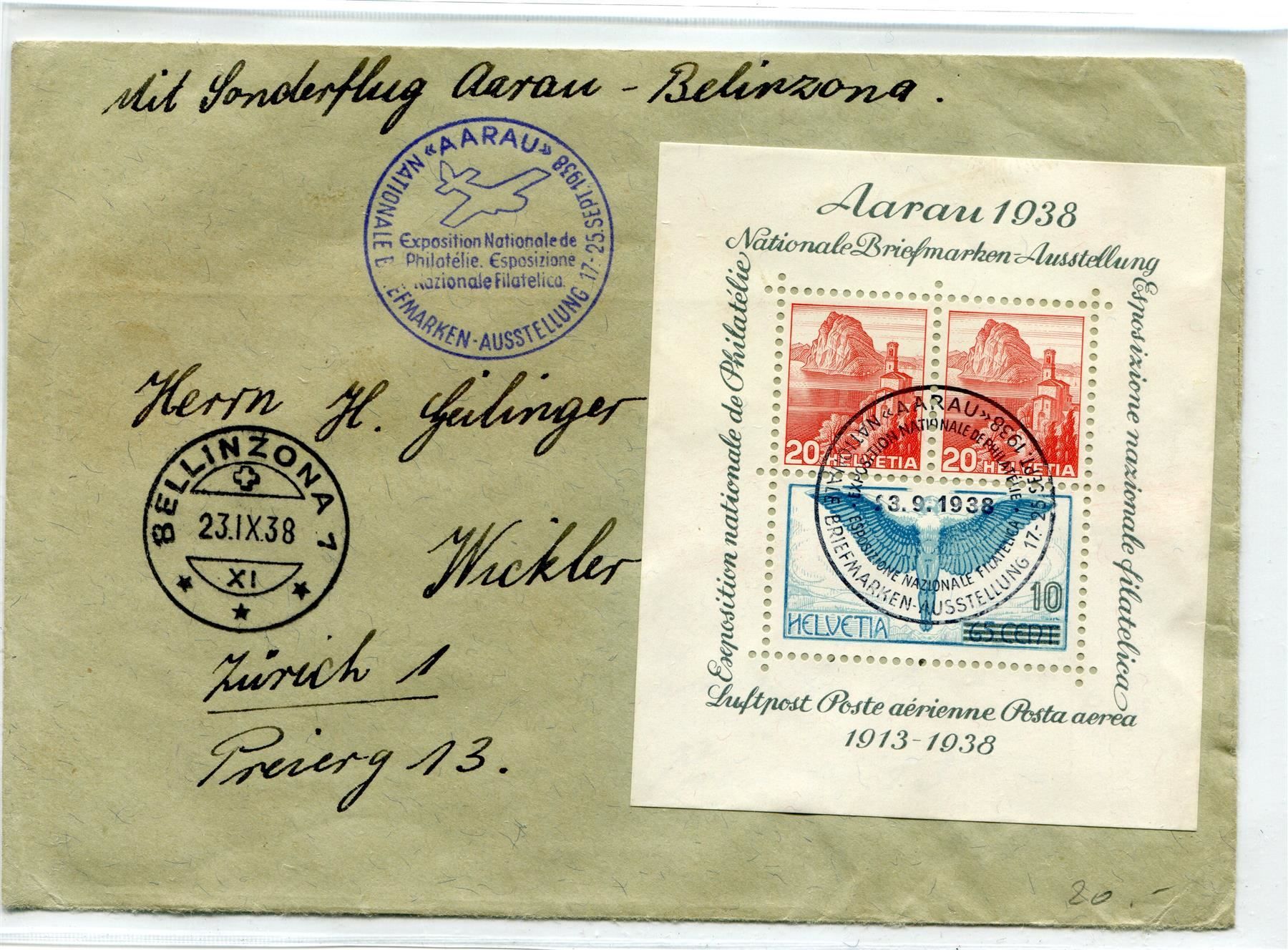 Tutti i francobolli: 1938 W 11 Block auf Brief v. Aarau – Usato da Winterthur venduto da Kyoung