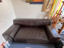 Kleines Sofa aus dunkelbraunem Echtleder
