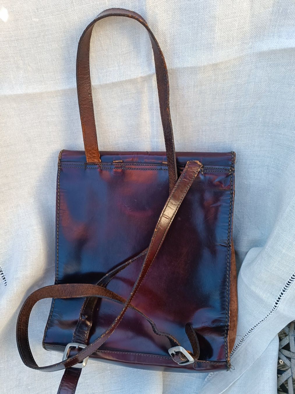 Zaini: Vintage Leder Rucksack Handtasche – Usato da Sargans venduto da Benziner 5