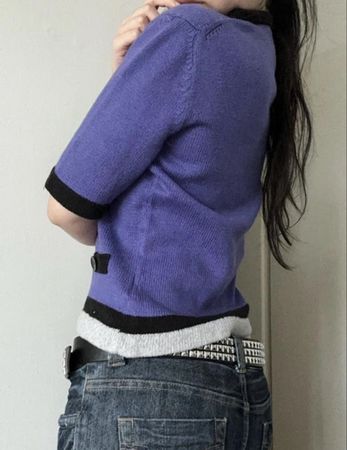 Marc Cain Strickjacke kurz lila schwarz Grösse S/M