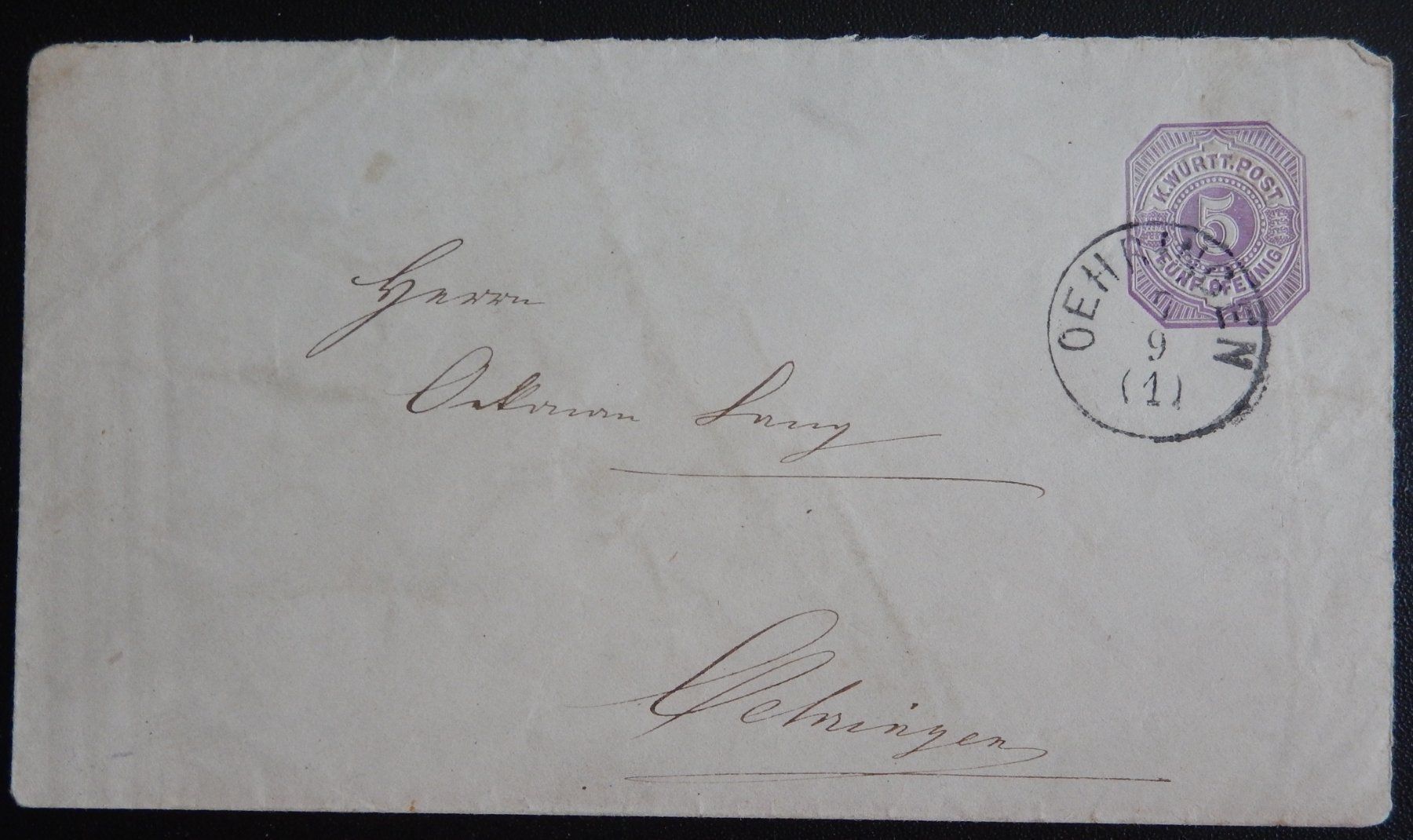 Tutti i francobolli: Württemberg Briefvorderseite von ca. 1875 – Usato da Zürich venduto da Muehlekauf