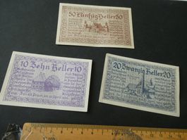 Oesterreich, Zell a.d. Pram , 3 Notgeldscheine