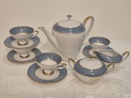 Rheinpfalz Porzellan Kaffeeservice Blau Gold für 4 Personen