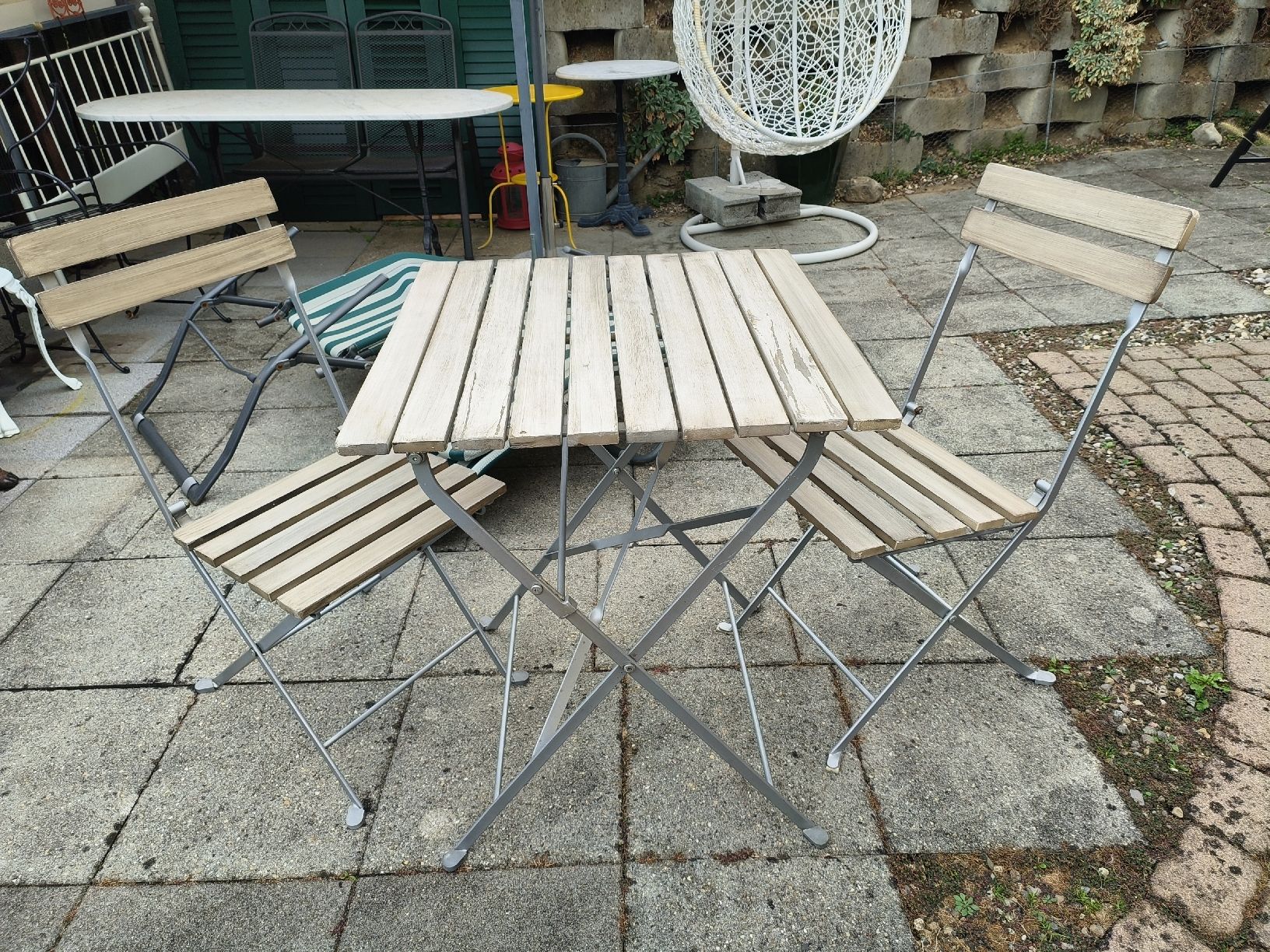 Tischset: Bistro Set Holz Metall  – Gebraucht aus Obfelden von Buddha24