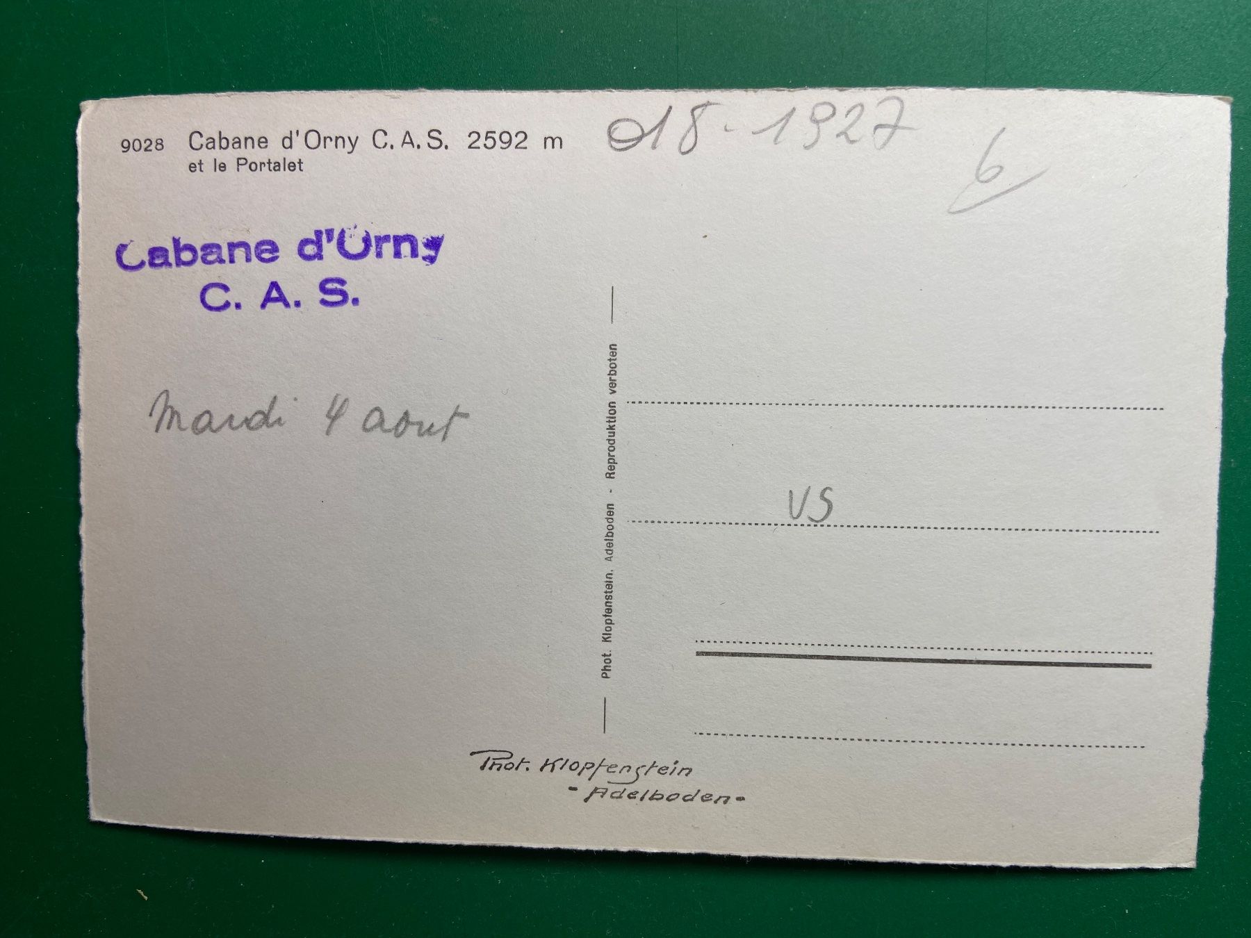 Cartoline postali: Cabane d'Orny C.A.S. – Usato da Steg VS venduto da _vinci_ 1