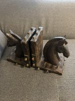 Buchstütze Pferdekopf Massivholz 1930er handgefertigt