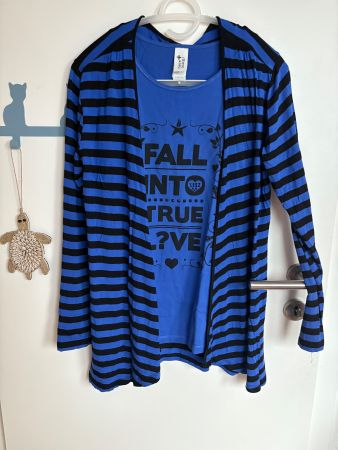 Ensemble tunique + gilet C&A bleu/noir – Taille 170/176