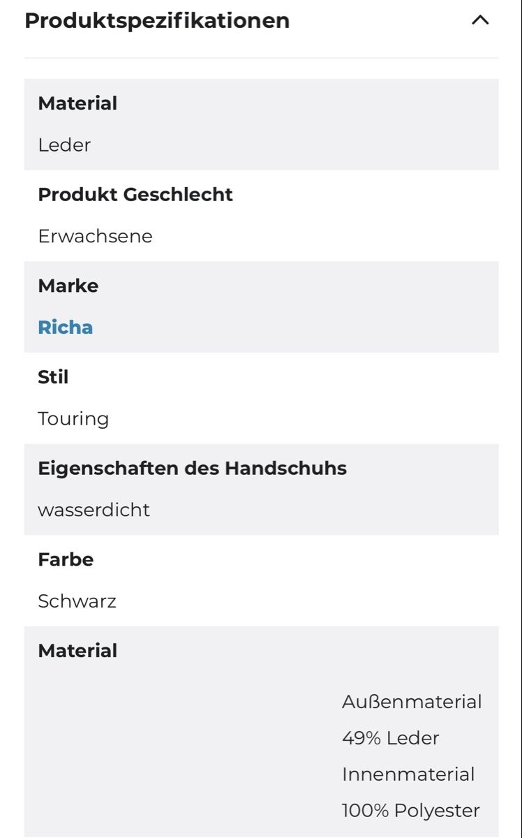 Guanti & manicotti: Handschuhe Richa Cold Spring – Nuovo (secondo la descrizione) da Zürich venduto da haschmet 3