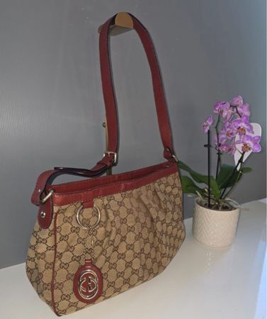 Tasche Gucci monogram rot braun guter Zustand