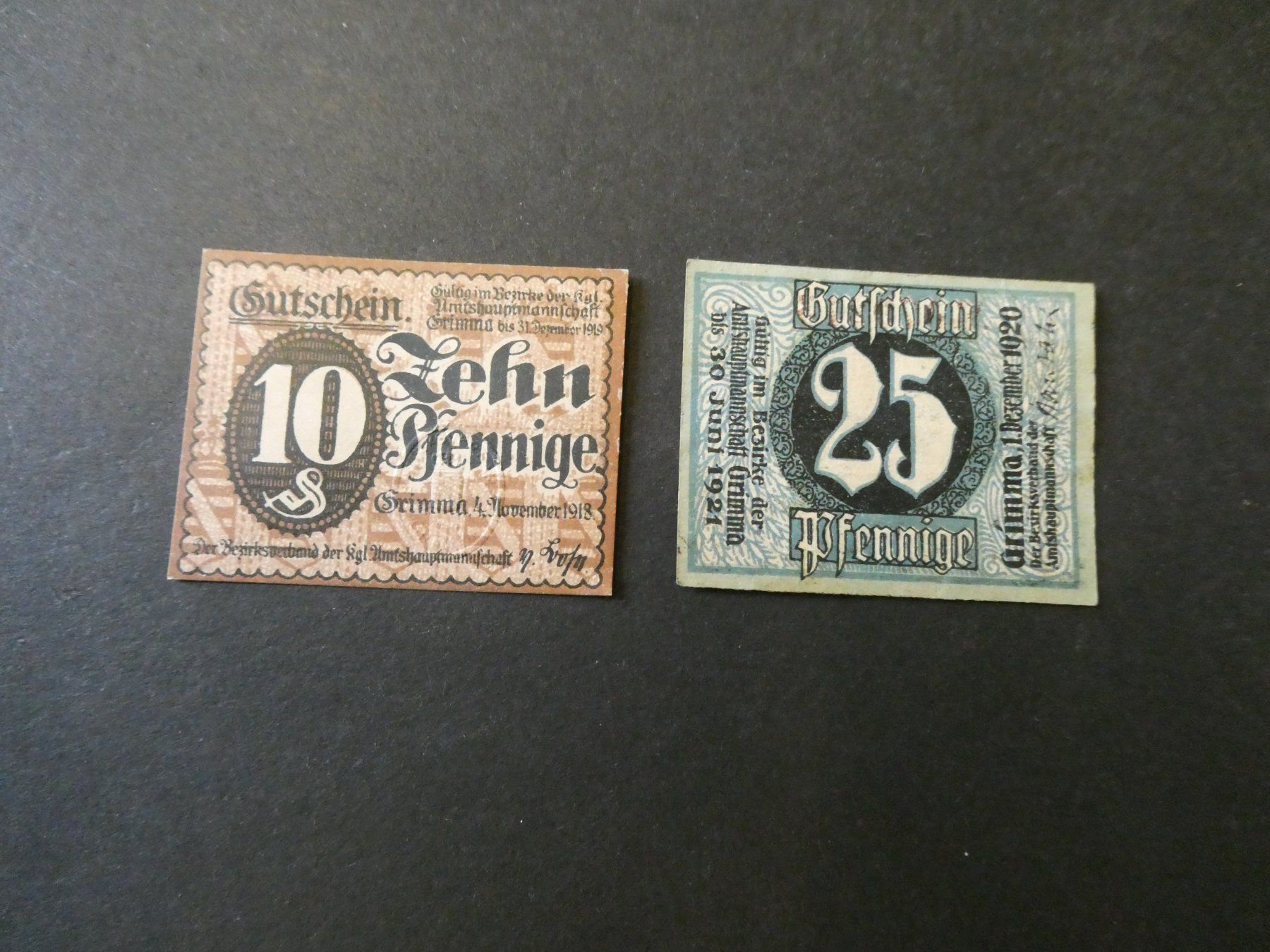Billets de banque: Dt. Reich, Grimma  - Notgeldscheine – D'occasion à Hinterforst par rohusri