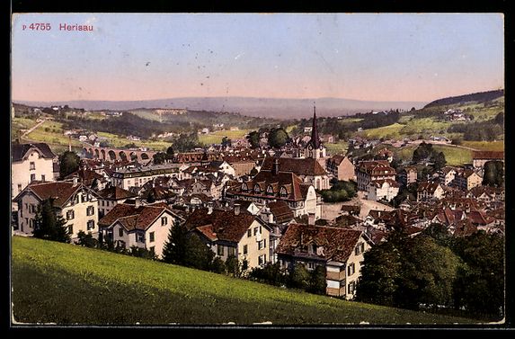 Cartoline postali: Herisau, Ortsansicht mit Kirche und Viad – Usato da Berlin venduto da bartko-reher