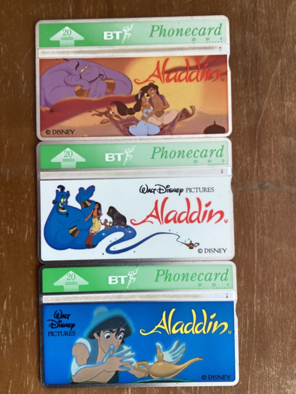 Schede telefoniche: 3 Telefonkarten British Telecom Aladdin – Usato da Zürich venduto da Tolima194