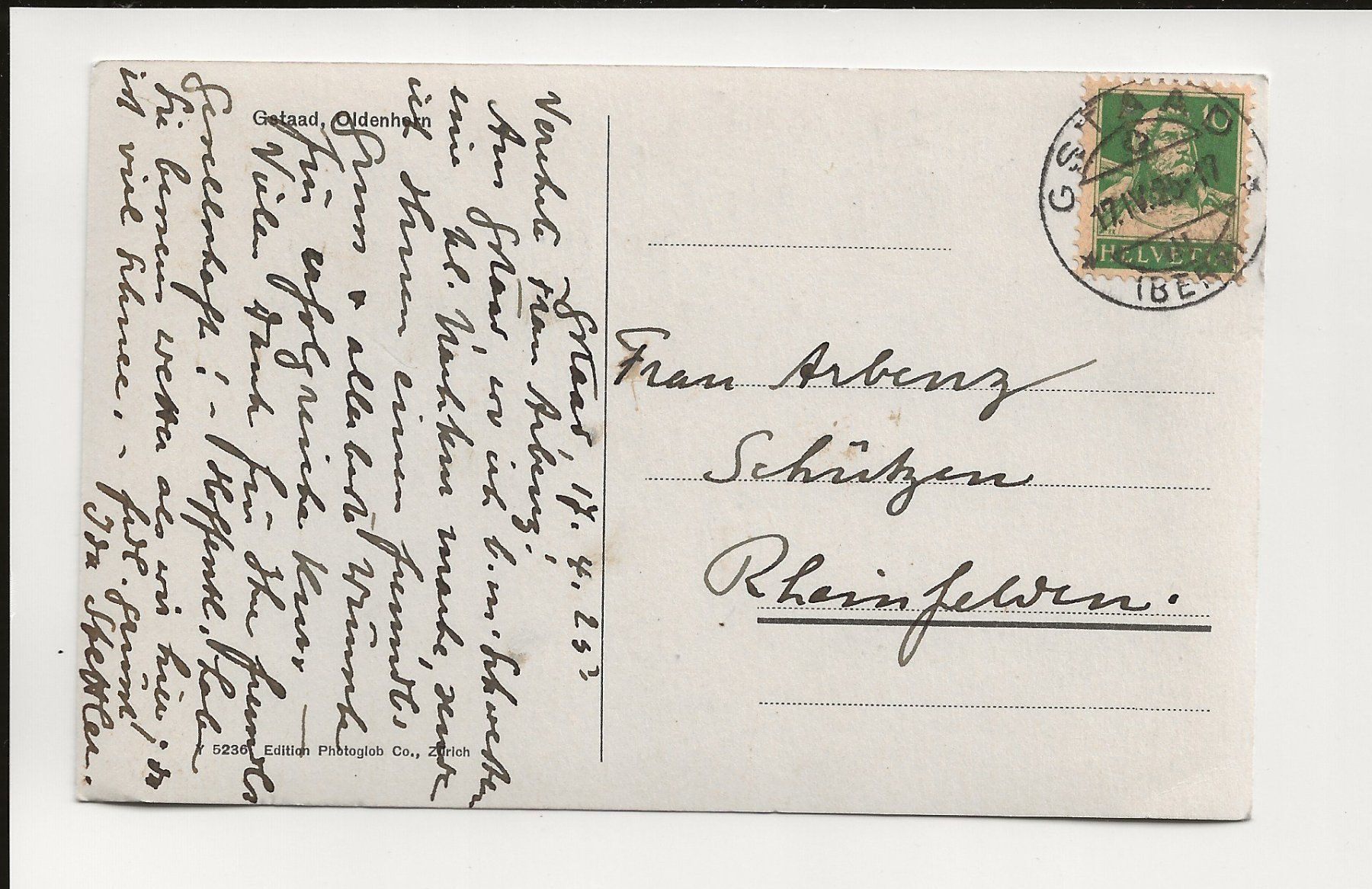 Cartoline postali: AK 1925 Gstaad Oldenhorn – Usato da Greifensee venduto da 315WDO 1