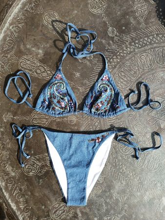 Bikini Yamamay brodé effet denim, neuf, Taille M