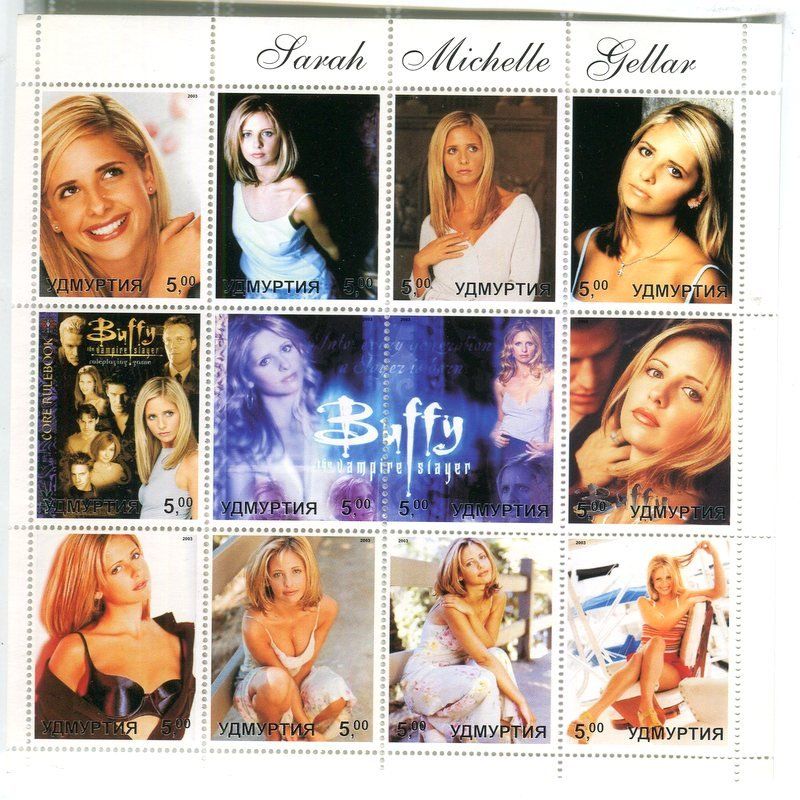 Tutti i francobolli: Block "Sarah Michelle Gellar". Udmurtien – Nuovo e nell'imballaggio originale da Basel venduto da Butsch5