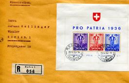 1936 W 8 Block auf Brief v. Baden