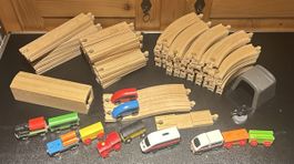 Holz-Zugset mit vielen Schienen & Zügen – Spass für Kinder!5