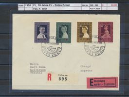 1955 FL, "10 Jahre FL - Rotes Kreuz", FDC, R - Brief