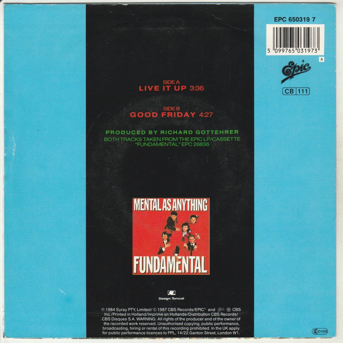 Dischi in vinile: Mental as Anything - Live it up "Crocodile Dundee" 7" Vinyl – Usato da Tübach venduto da JamesStone 1