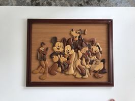 Cadre en bois Disney avec Mickey et amis, objet collection 