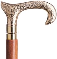 Antik Gehstock Wanderstock Gold Braun 92cm
